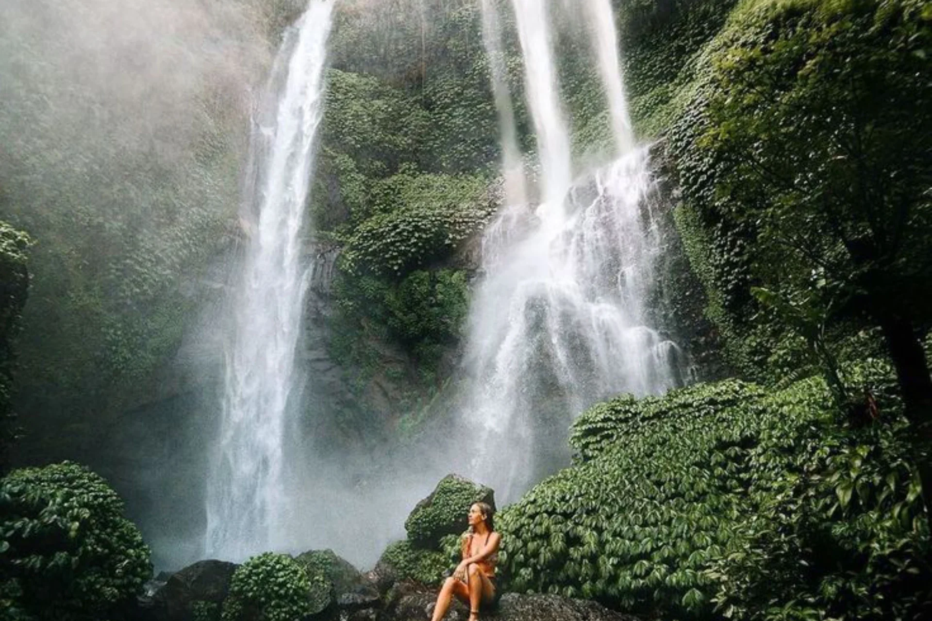 Excited to discover a hidden waterfall in Bali_ At Sekumpul Waterfall